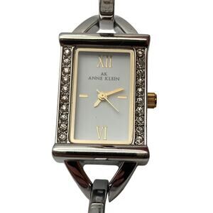 Anne Klein Petite Tank Women Watch 19mm Bangle Bracelet -New Battery Wrist 5.25"